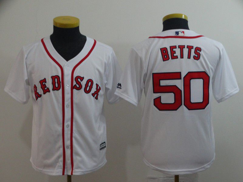Youth Boston Red Sox 50 Betts White Game MLB Jerseys